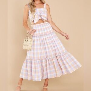 Red Dress Gingham Skirt Set - Size Small
